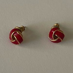 Vintage gold and red earrings